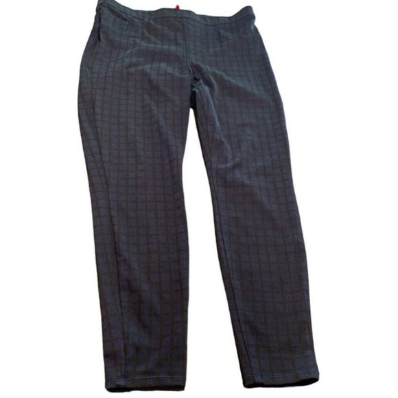 SPANX Navy Blue and Black Plaid Pull-On Skinny Leg Pants/Leggings Shape wear XL - Picture 1 of 10